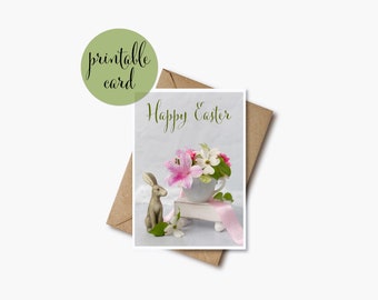 Printable Easter Card, Instant Download, Easter Note Card Stationery