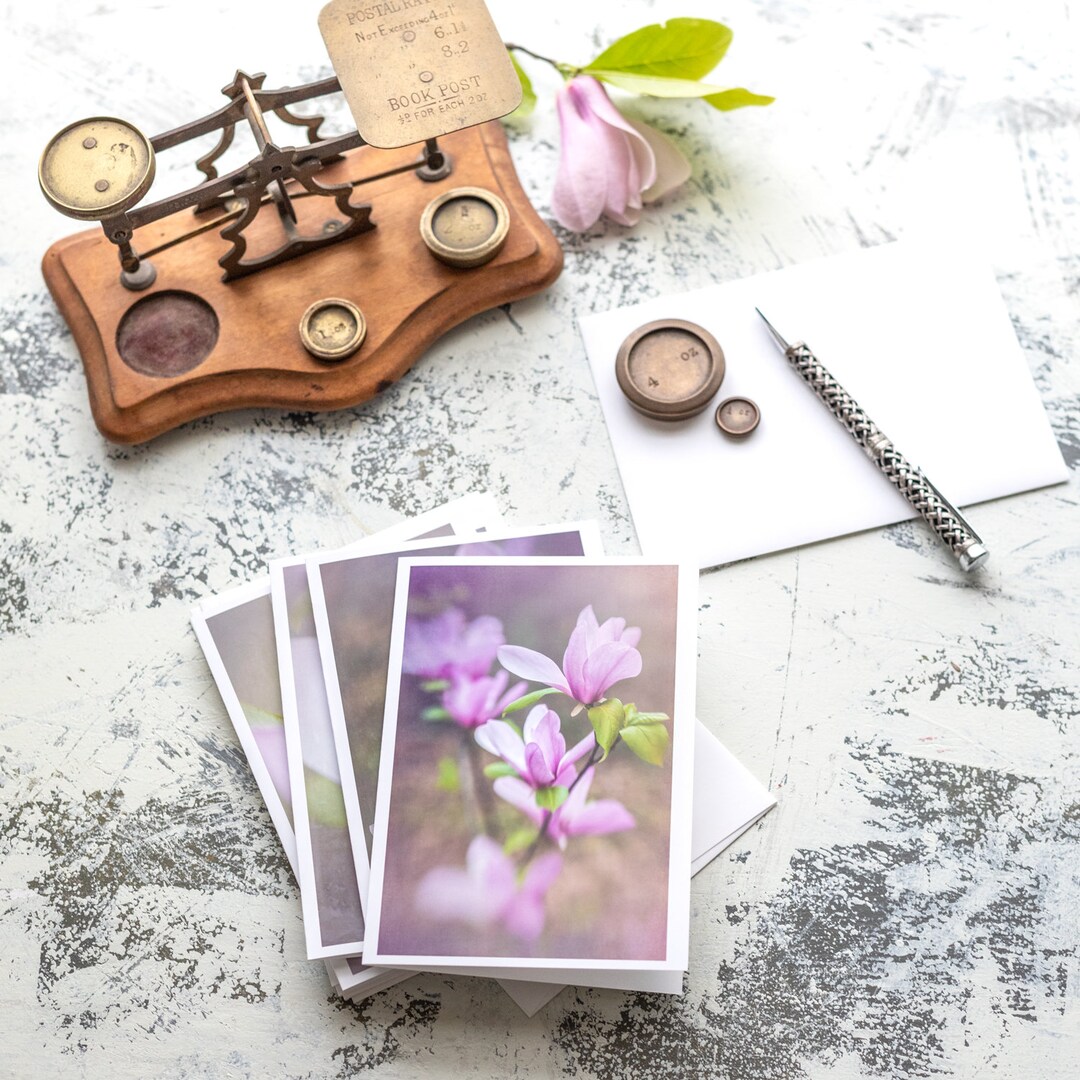 Tulip Magnolia Note Cards: Spring Stationery Set - Etsy