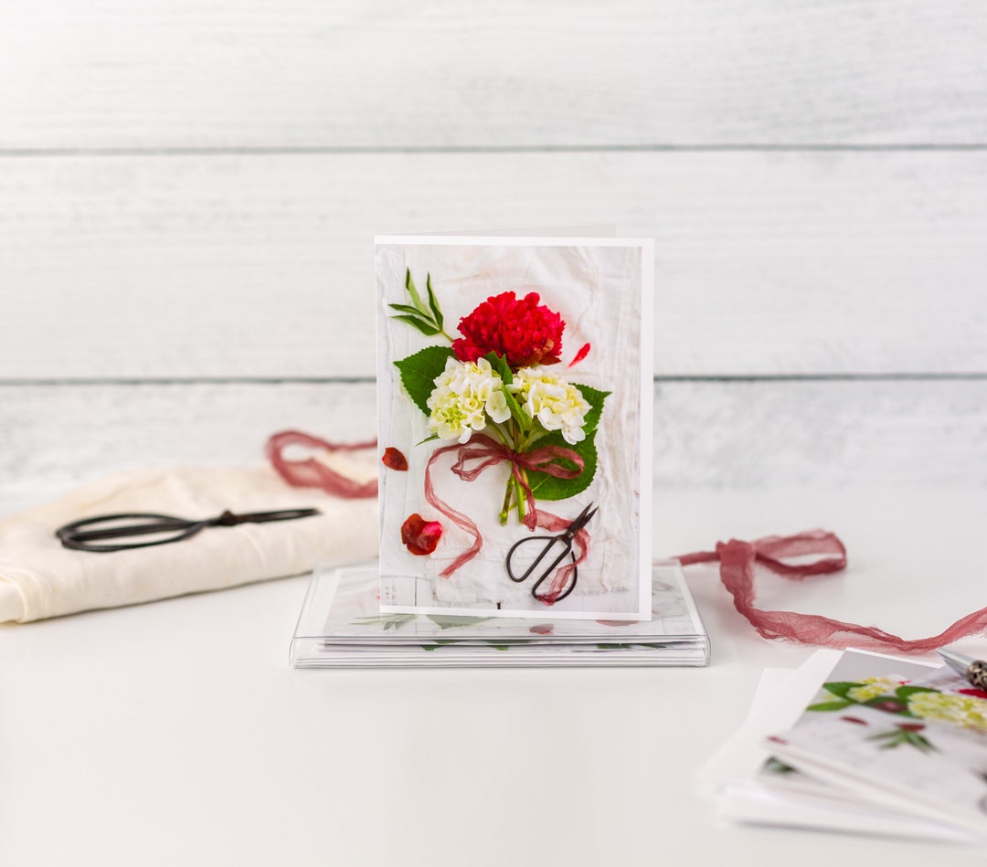 Peony Hydrangea Note Cards: Floral Stationery Set - Etsy