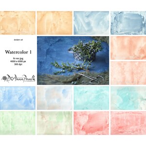 Watercolor Texture Set 1, Photoshop Overlays, Digital Backdrops, Digital Paper