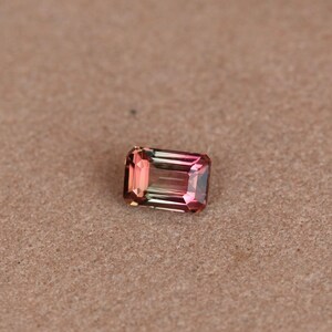 Natural Bicolor watermelon tourmaline octagon cut gemstone best suited for a ring, tricolor tourmaline, 0.85 ct, octagon