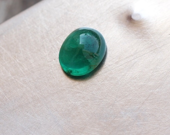 Zambian Emerald Cabochon, Oval Green Gemstone, 1.93 Carats