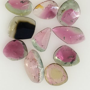 Natural Bicolor tourmaline slices, loose tourmaline slice, watermelon tourmaline slice, faceted tourmaline, loose gemstone, handmade rings