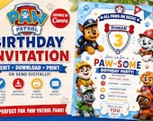 Paw Patrol Birthday Invitation Template | Editable Canva Party Invite (Digital Download)