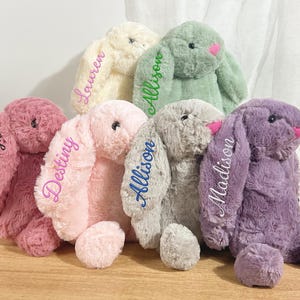 Personalized Embroidered Bunny Rabbit, Newborn Gift, Baby Shower Gift, Stuffed Animal, Plush Bunny Toy, Christmas Gift for Kid, Toddler Gift