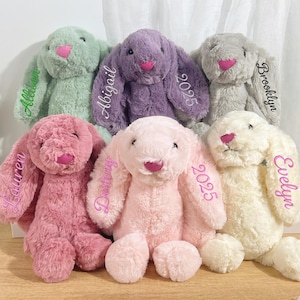 Newborn Gift, Personalized Bunny Rabbit Toy, Easter Gift, Monogrammed Bunny Rabbit, Bunny Soft Plush Toy, Flower Girl Gift, Christmas Gifts