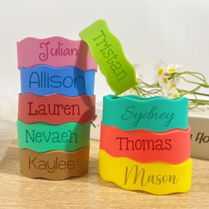 Personalized Silicone Bottle Labels, Bottle Bands for Kids, Cup Label Bands, Daycare Name Label, Sport Bottle Label, Water Bottle Label