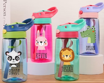 Borraccia personalizzata per bambini, tazza con nome di animale personalizzato (13,5 oz)
