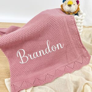 Personalized Baby Blanket with Name, Custom Knit Newborn Blanket, Embroidered Name Blanket, Blanket for Baby Girl, Baby Shower Gift