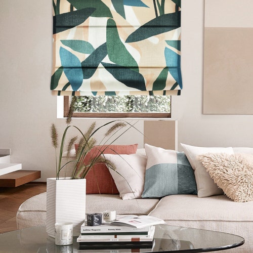 Custom Roman Shade Fabric Roman Shade Ready to Install Blue Etsy