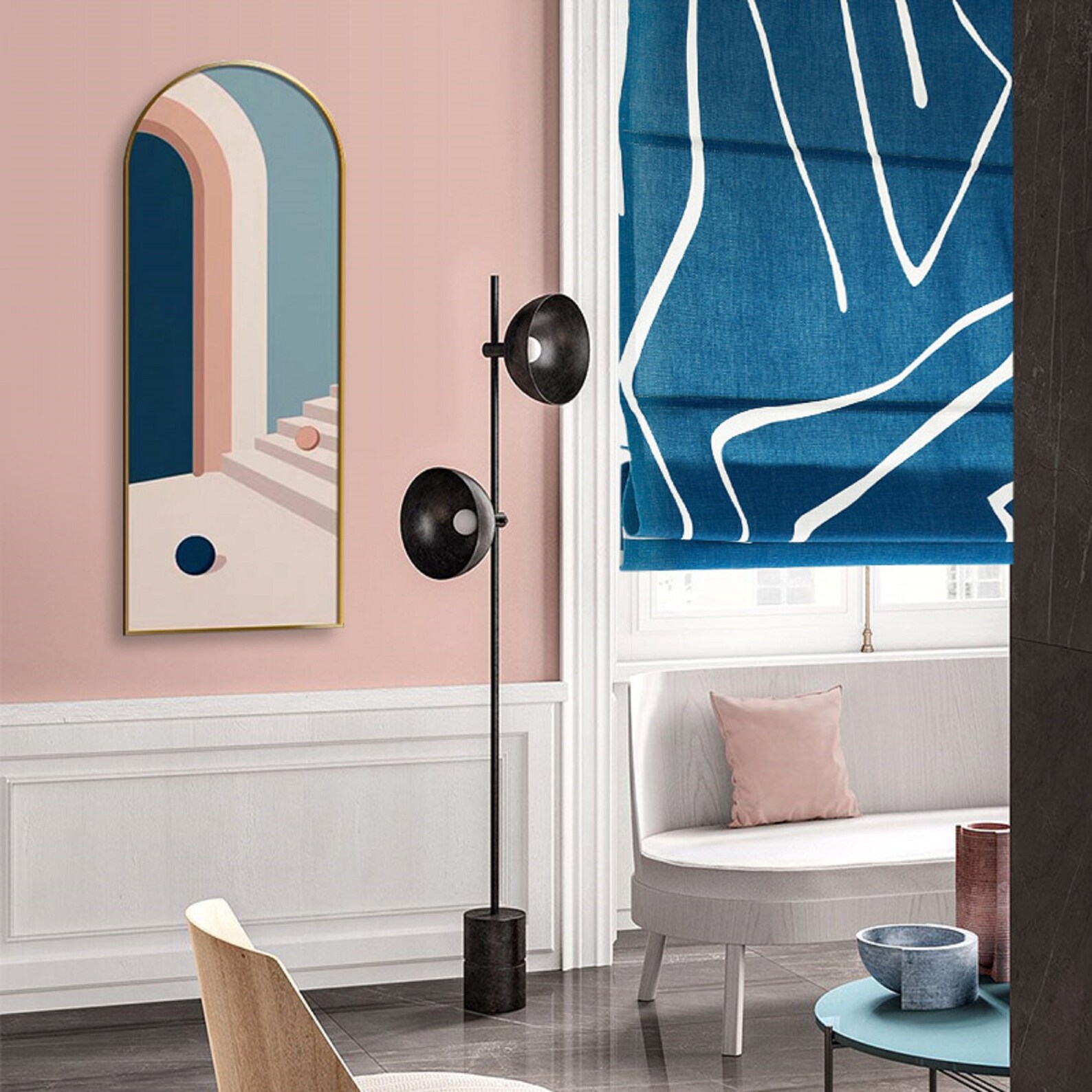 Custom Roman Shade Fabric Roman Shade Ready to Install Blue Etsy