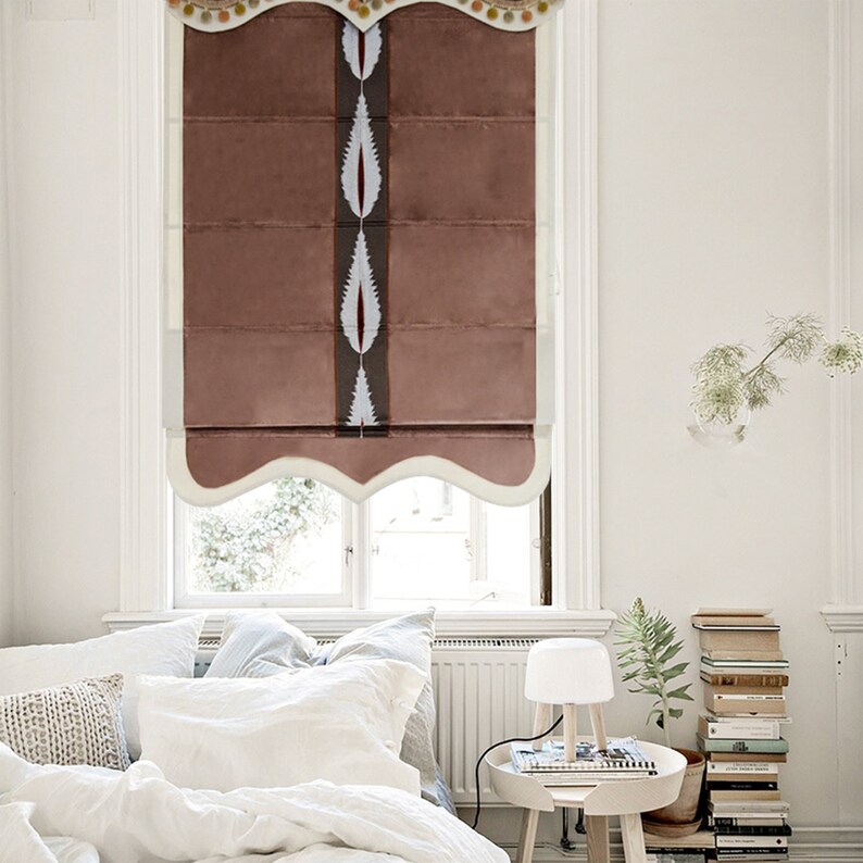 Valancecustom Classic Roman Shade Made Washable Velvet Flat Etsy