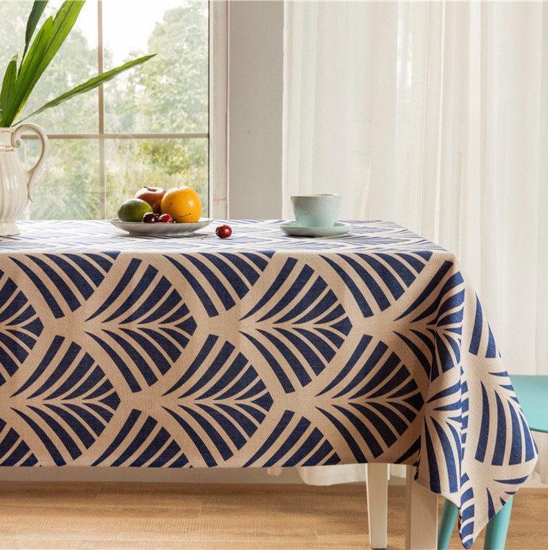 Blue Ginkgo 55 X 86 Rectangle Tablecloth Printed Pattern Image 0