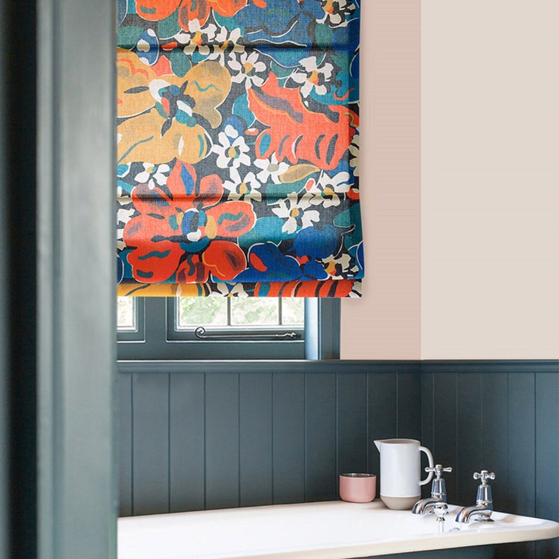 Custom Fabric Roman Shade Floral Pattern Ready to Install Etsy