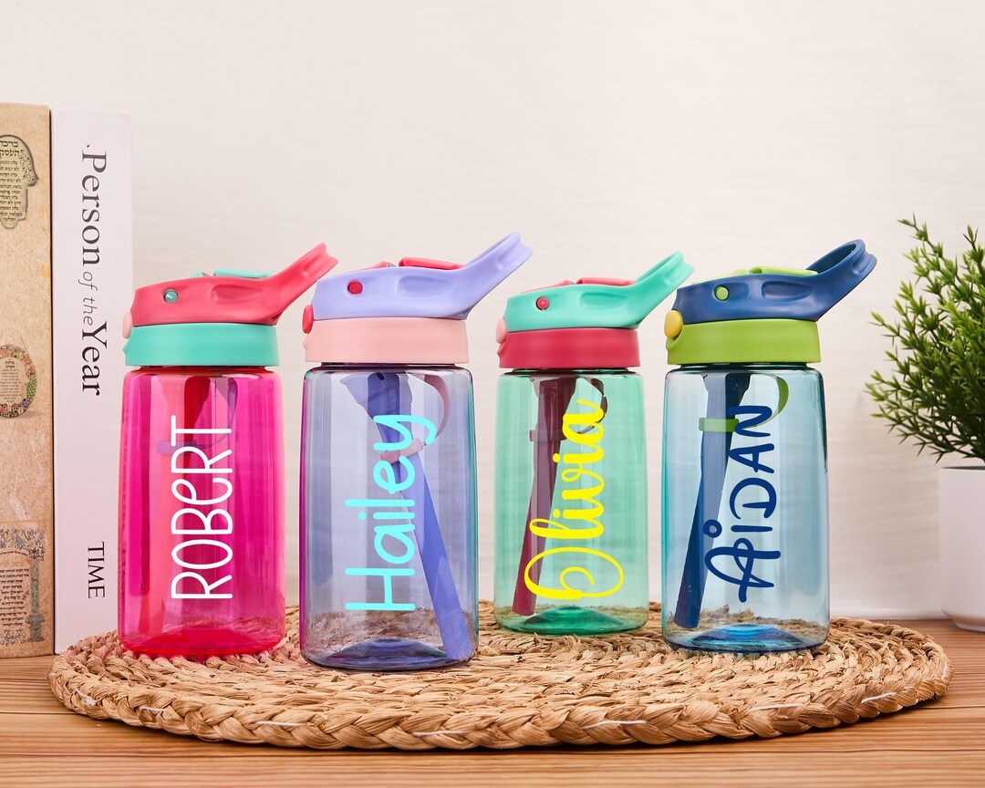 Personalized Kids Water Bottle With Straw, School Gift - Etsy