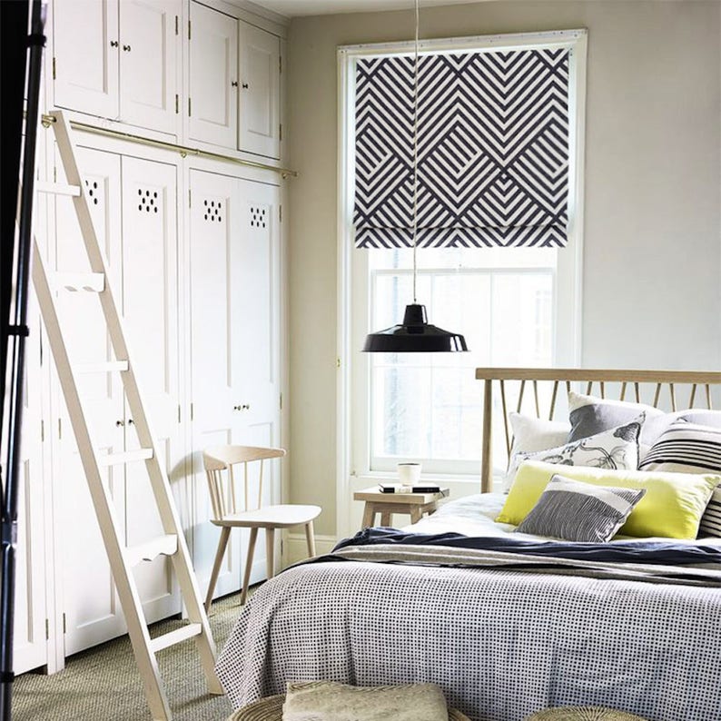 Right Angle Geometric Roman Shades Diy Roman Shade Kit Etsy Canada