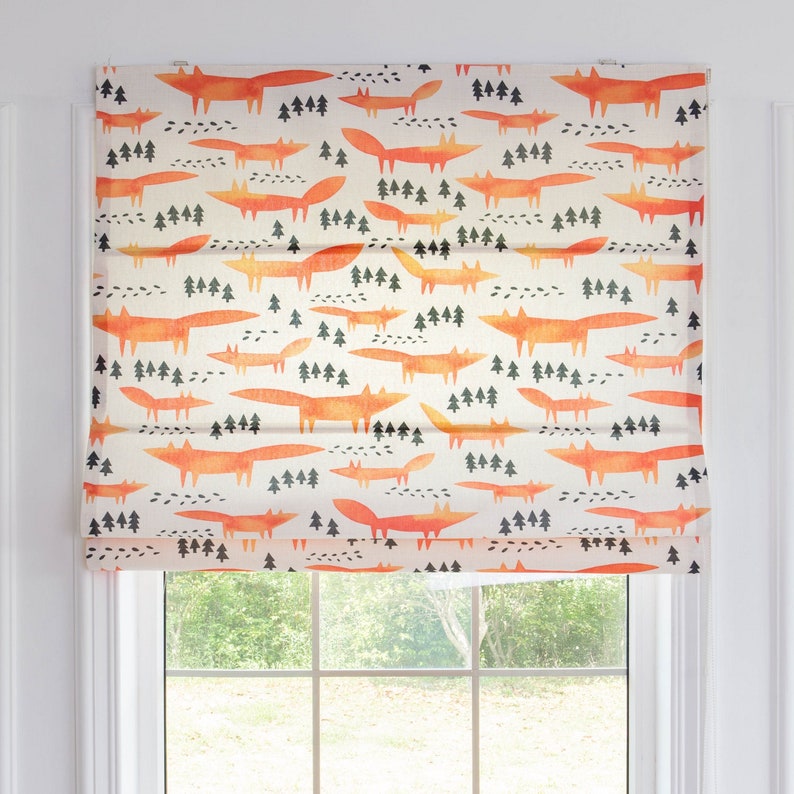Red Foxes Custom Roman Shade Diy Roman Shade Kit Window Etsy