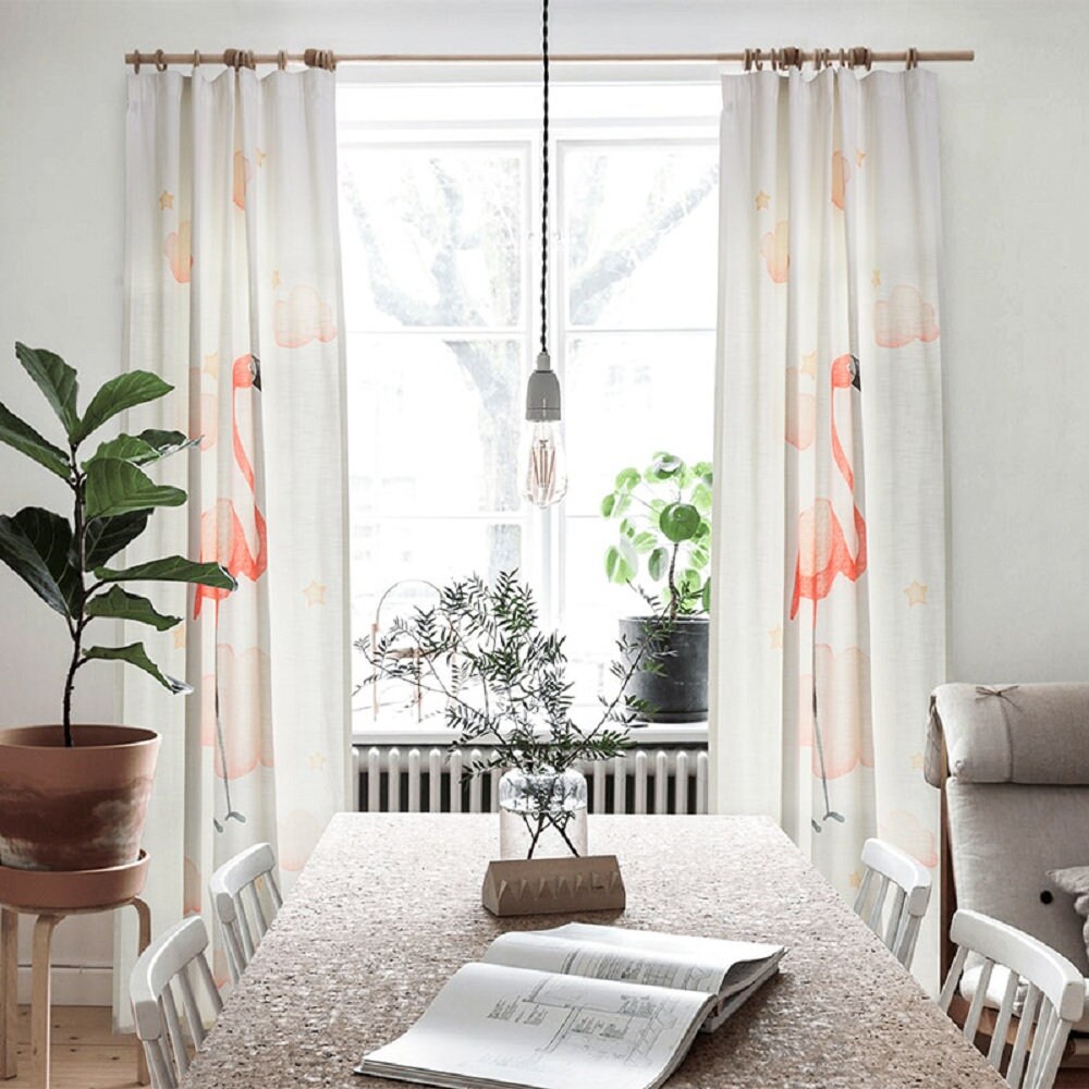 Flamingo And Cloud One Panel Window Curtains Custom Length Etsy