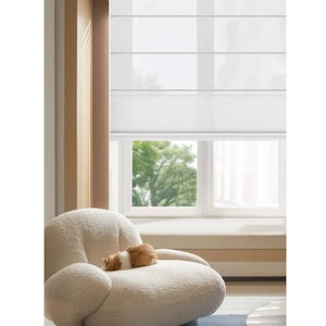 Off- white roman shade made, washable Cotton and linen，Clean and elegant