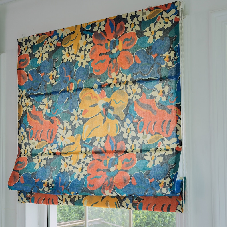 Custom Fabric Roman Shade Floral Pattern Ready to Install Etsy