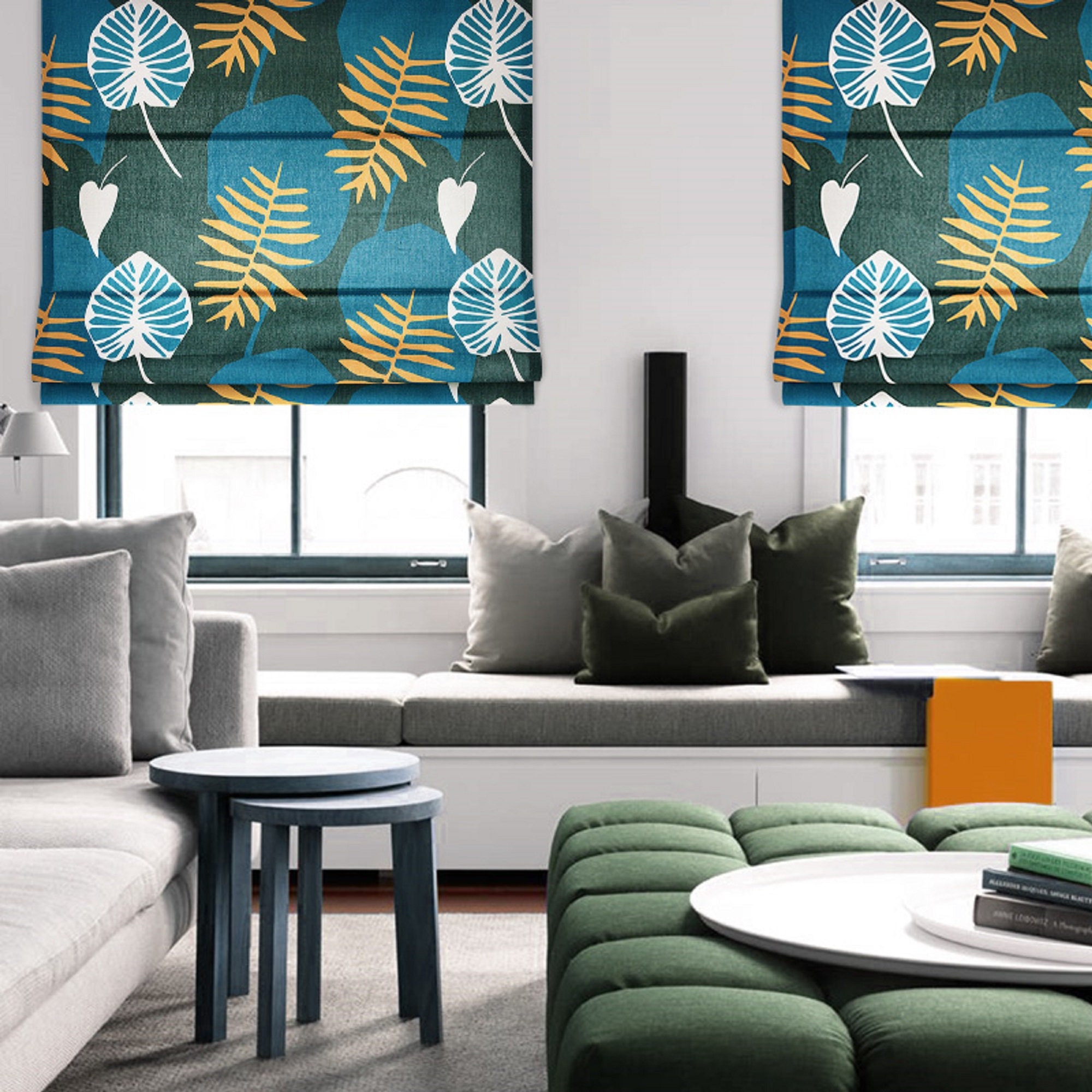 Custom fabric roman shade linen/cotton ready to install Etsy