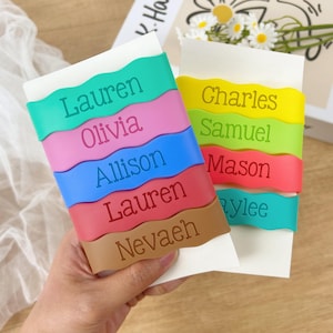 Silicone Water Bottle Labels,Waterproof Wavy Bands,Baby Bottle Label,Sippy Cup Label,Reusable Name Label,Back to School,Bottle Bands for Kid