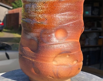 Wood fired stoneware tumbler.