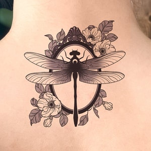 Temporary Tattoo/Dragonfly Tattoo/Floral Tattoo/ Feminine Tattoo