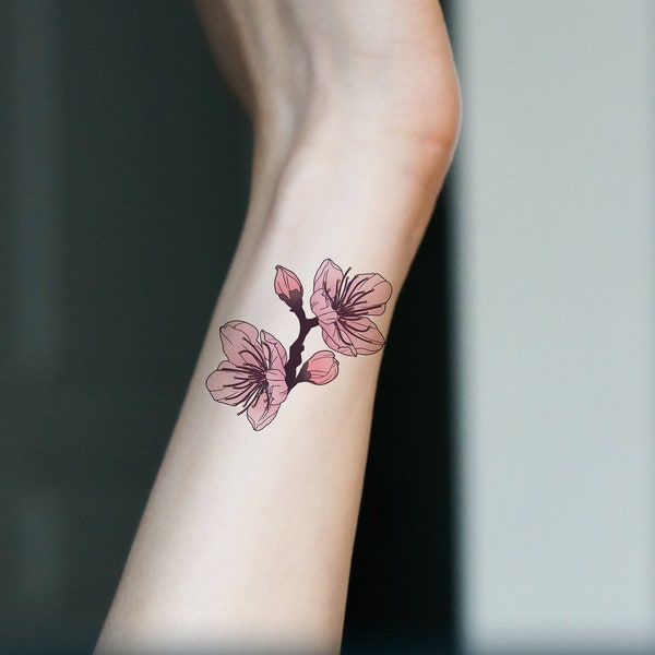 Temporary Tattoo/Sakura Tattoo/Floral Tattoo/ Feminine Tattoo