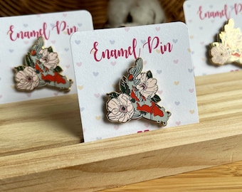 Koi Fish & Floral Enamel Pin