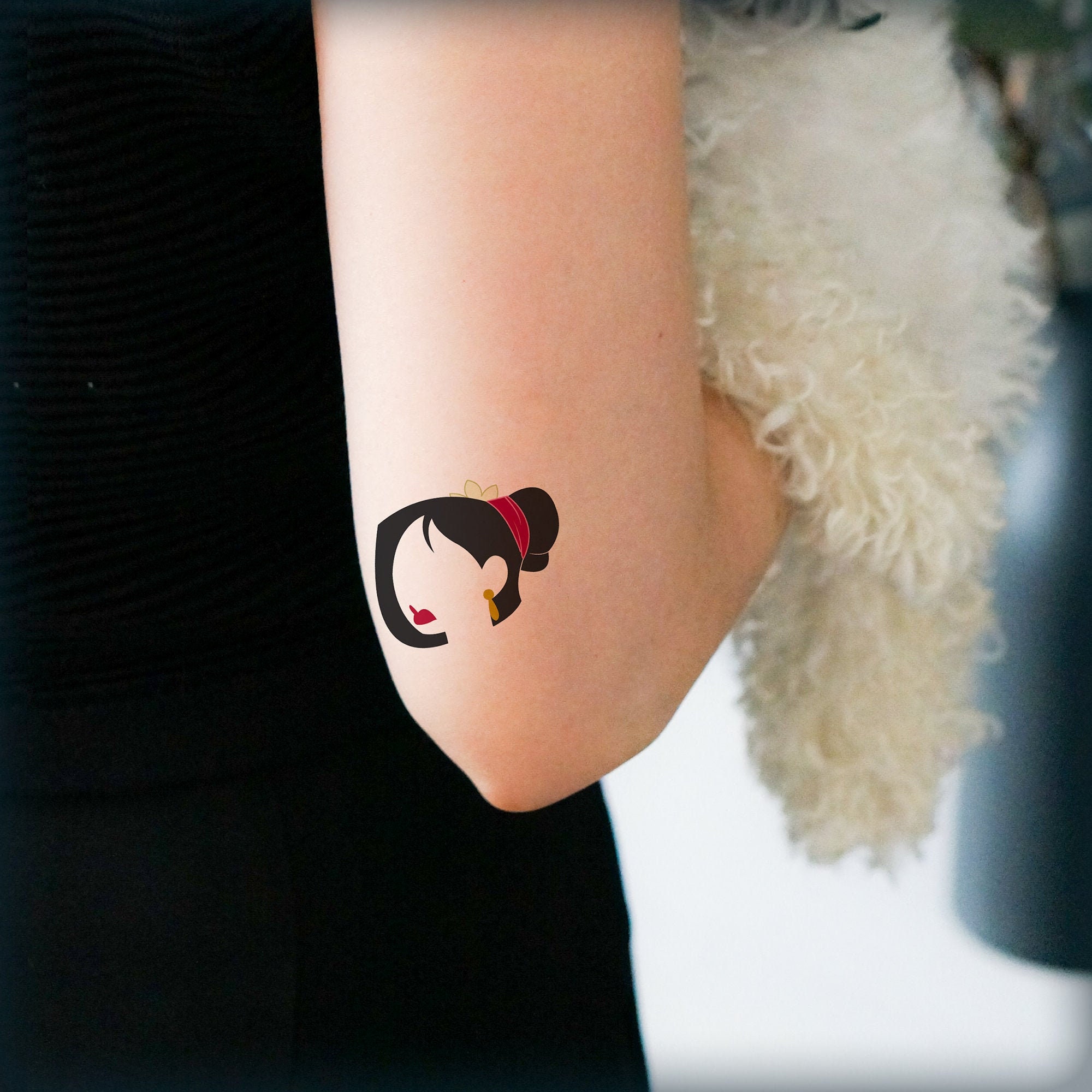 Temporary Tattoo/silhouette Coloured Tattoo/ Fa Mulan Feminine - Etsy