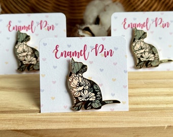 Cat Floral Enamel Pin