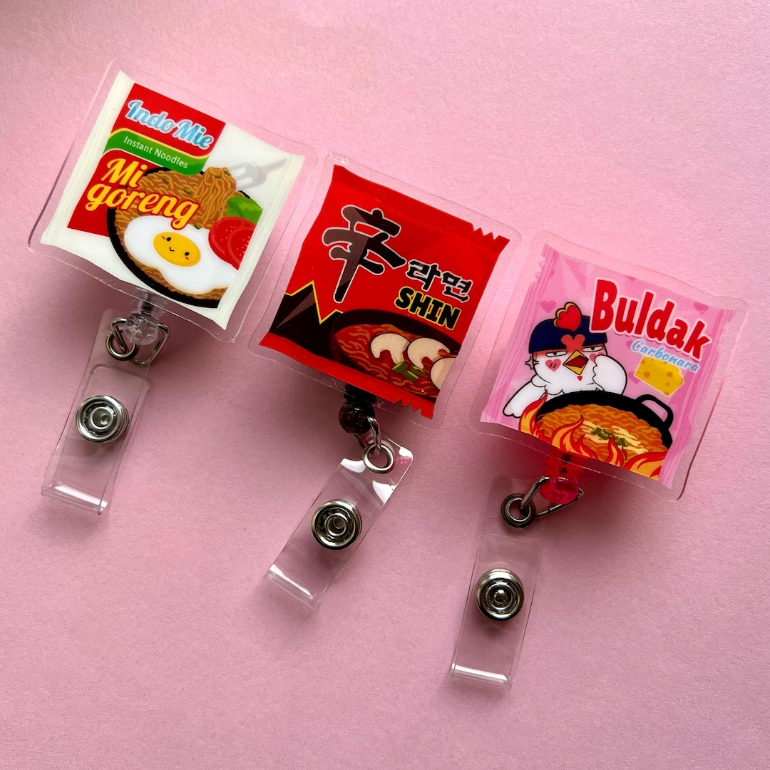 Instant Noodles Retractable Reel Badge/ Holder for Office Work Nurse ID ...