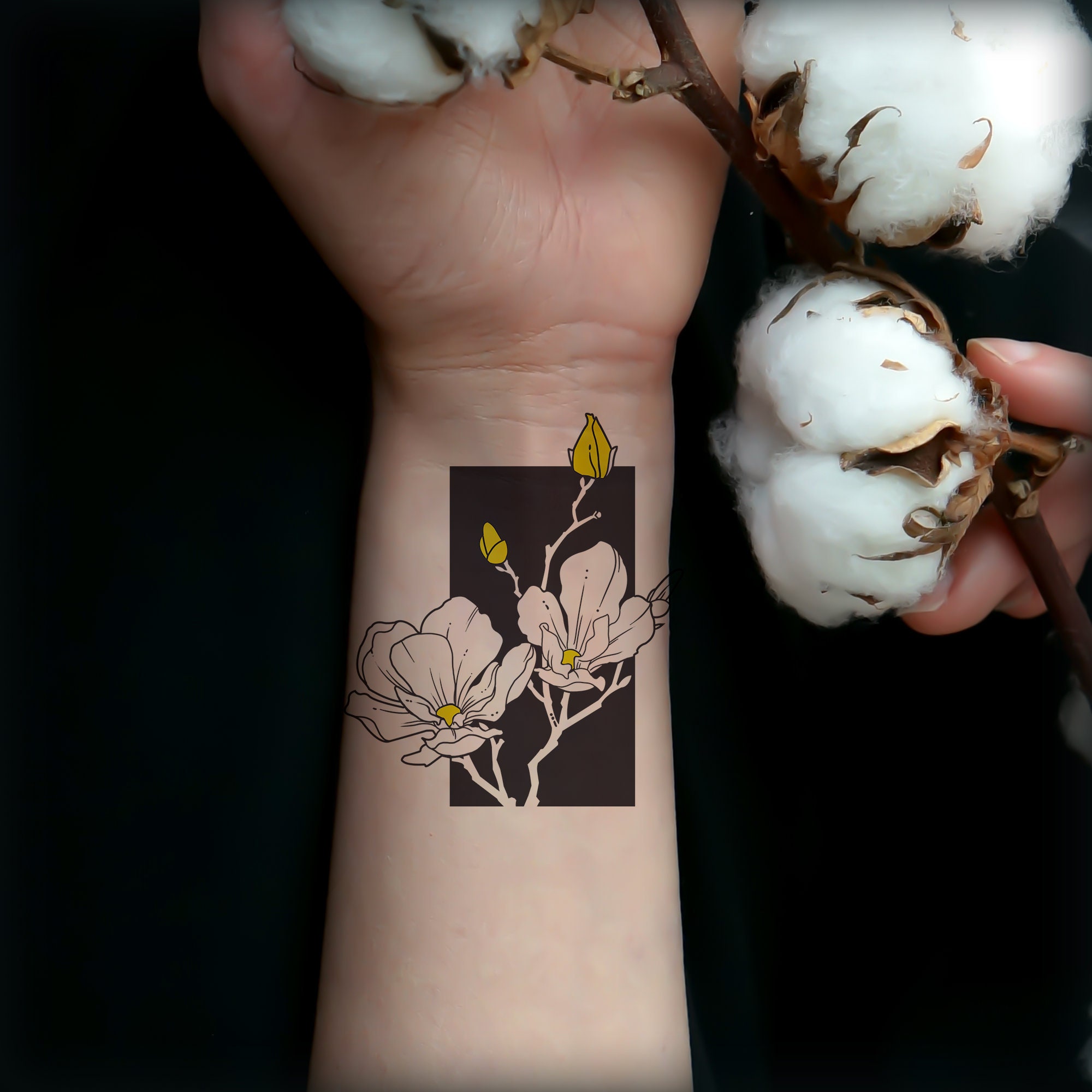 Temporary Tattoo/magnolia Flowers/floral Tattoo/ Feminine - Etsy Canada