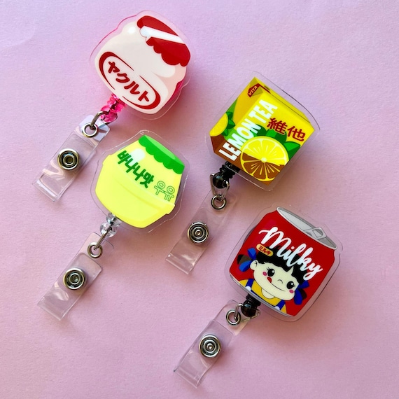 Asian Drinks Retractable Reel Badge/ Holder for Office Work Nurse