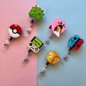 Retro Game Retractable Reel Badge/ Holder for Office Work Nurse ID and Name Tag with Metal Back Clip