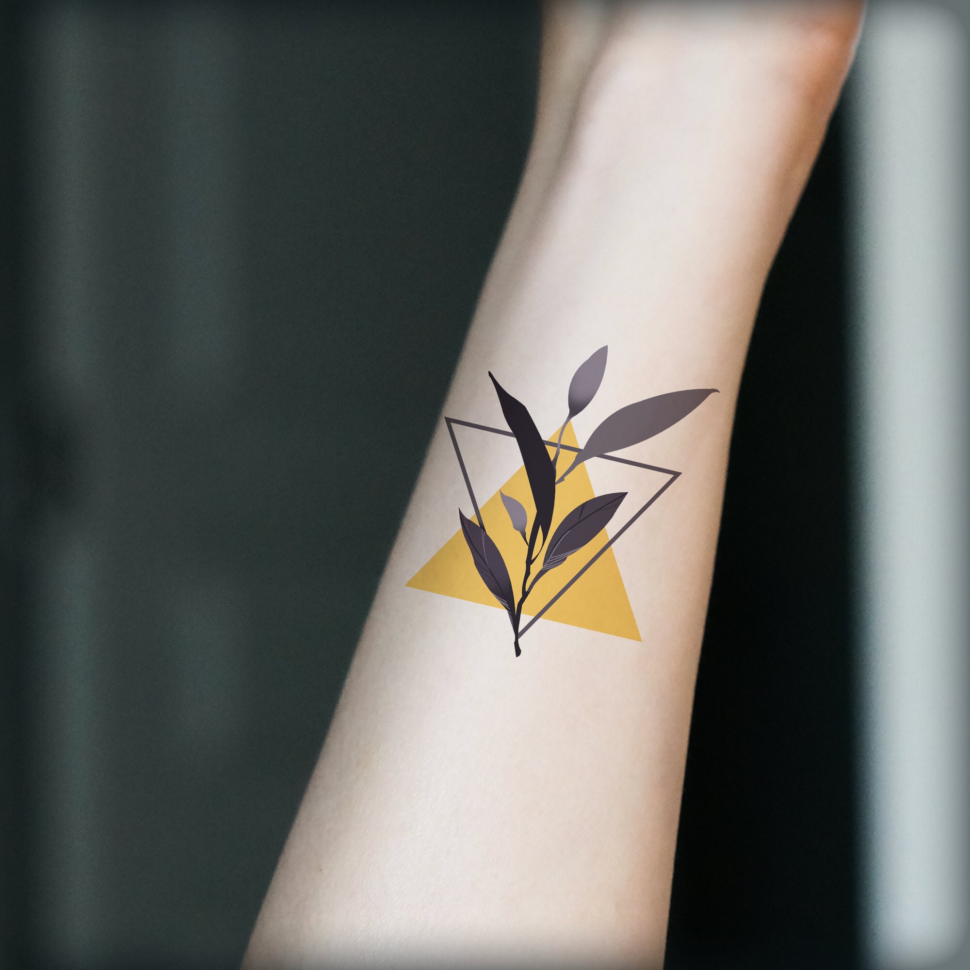 Temporary Tattoo (SET OF 2)/leaf Triangle/floral Tattoo/geometry Tattoo/  Feminine Tattoo - Etsy