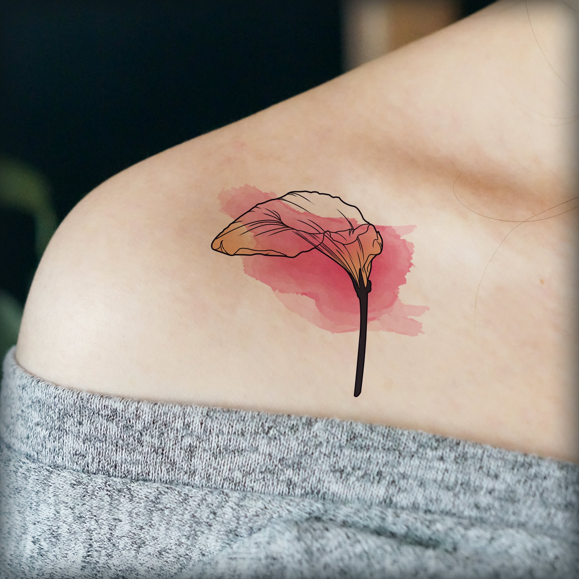 Temporary Tattoo/flower Tattoo/floral Tattoo/watercolor Tattoo ...