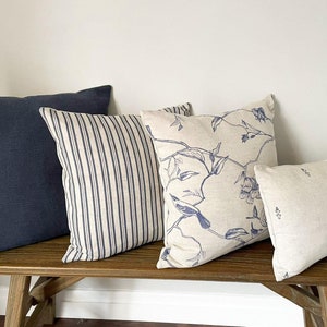Navy Linen Modern Farmhouse Cushion Covers