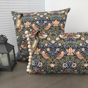William Morris Mini Strawberry Thief Blue Handmade Cushion Covers