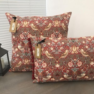 William Morris Mini Strawberry Thief Red Handmade Cushion Covers