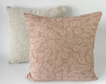 Neptune 'Orla' Apricot Thistle Pattern Fabric Handmade Cushion Covers