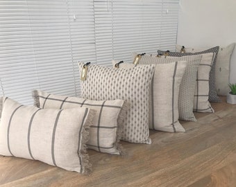 Linen Modern Farmhouse Cushion Covers