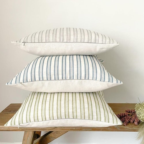 Green Linen Modern Farmhouse Cushion Covers Etsy Australia