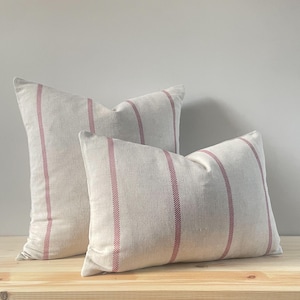 ELLIS - Red Stripe Linen Modern Farmhouse Cushion Covers