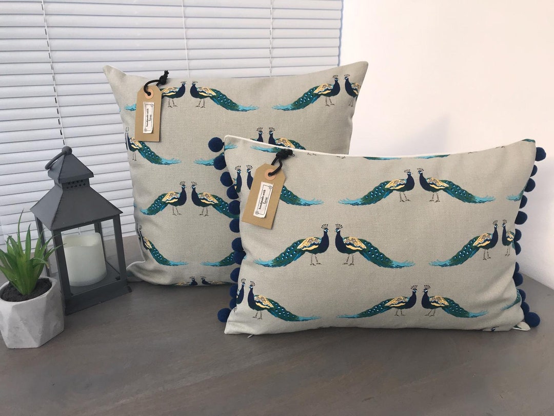 Sophie Allport 'peacocks' Fabric Handmade Cushion Covers Etsy UK