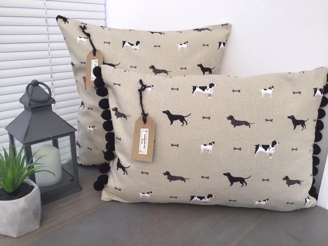 Sophie Allport 'woof' Dog Fabric Handmade Cushion Etsy