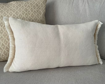 Wrenley - Cream Linen Fringed Handmade Cushion Cover (The Richmond Collection)