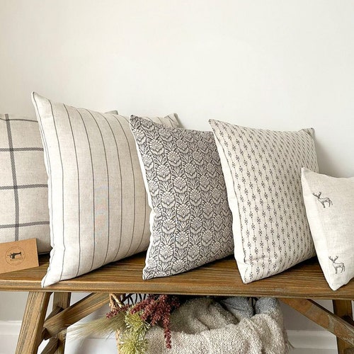Green Linen Modern Farmhouse Cushion Covers Etsy Australia