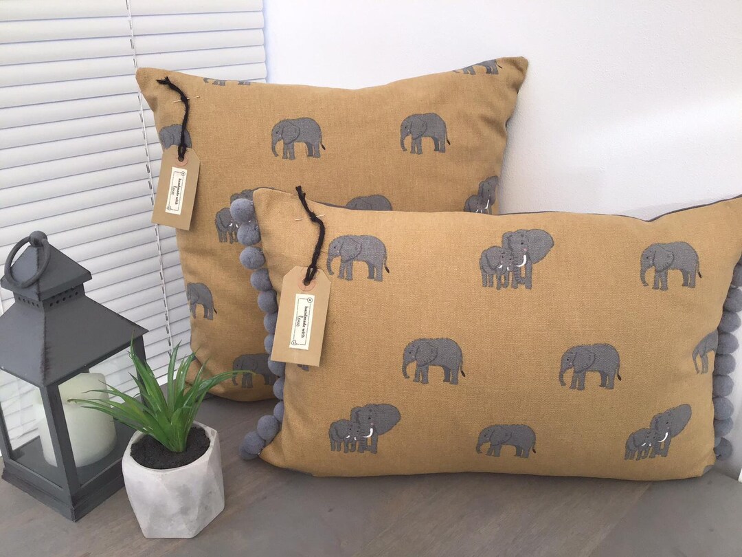 Sophie Allport 'elephant' Fabric Handmade Cushion Etsy UK